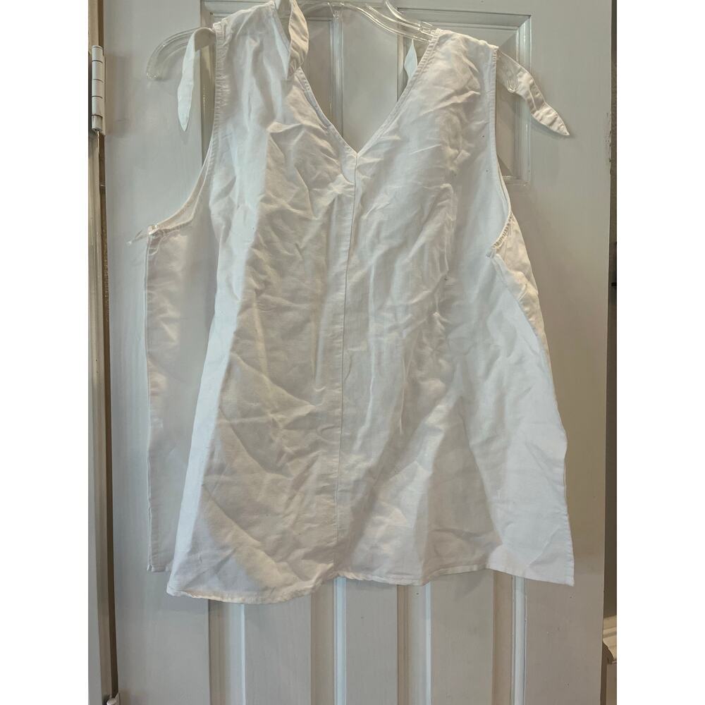 Liz Claiborne Linen Cotton Blend Top Women XL White Beach Travel Cruise Sheer - Picture 4 of 6
